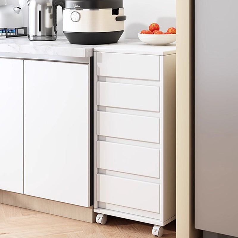 Modern Minimalist MDF Rectangular Rolling Storage Cabinet With 4-5 Drawers For Bedroom & Office