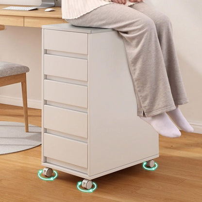 Modern Minimalist MDF Rectangular Rolling Storage Cabinet With 4-5 Drawers For Bedroom & Office