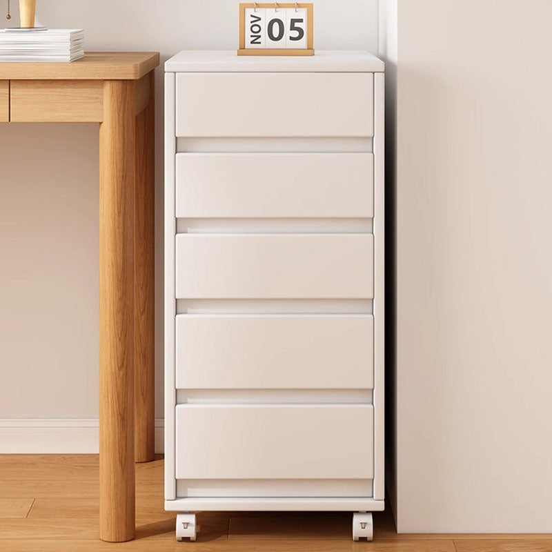 Modern Minimalist MDF Rectangular Rolling Storage Cabinet With 4-5 Drawers For Bedroom & Office