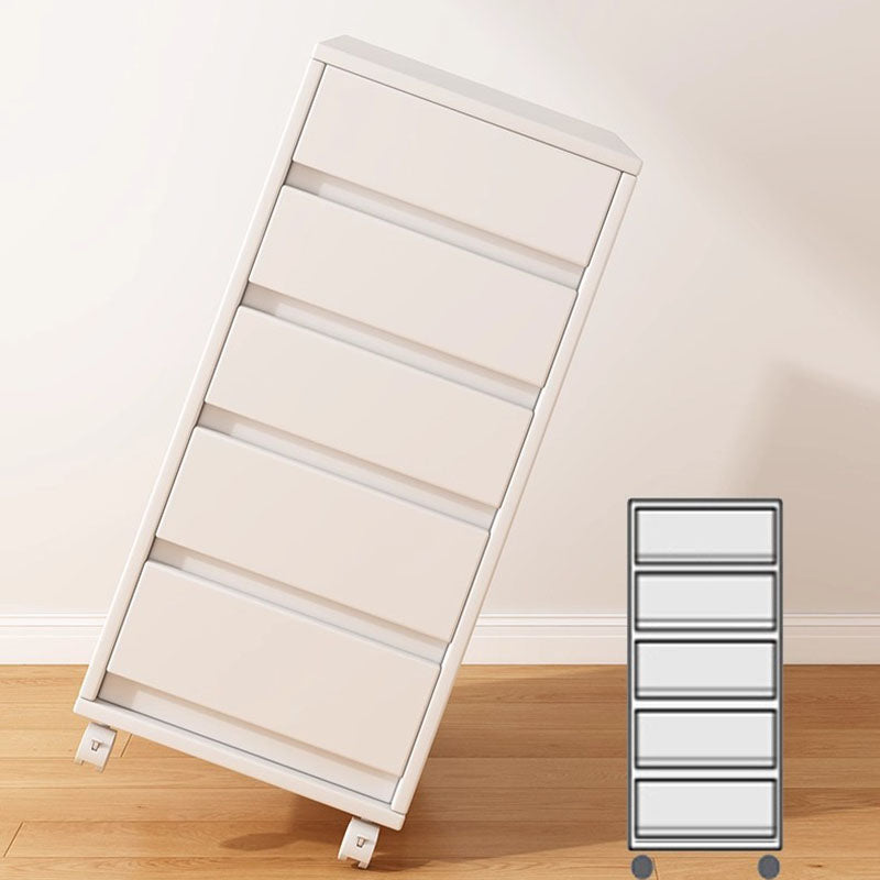 Modern Minimalist MDF Rectangular Rolling Storage Cabinet With 4-5 Drawers For Bedroom & Office