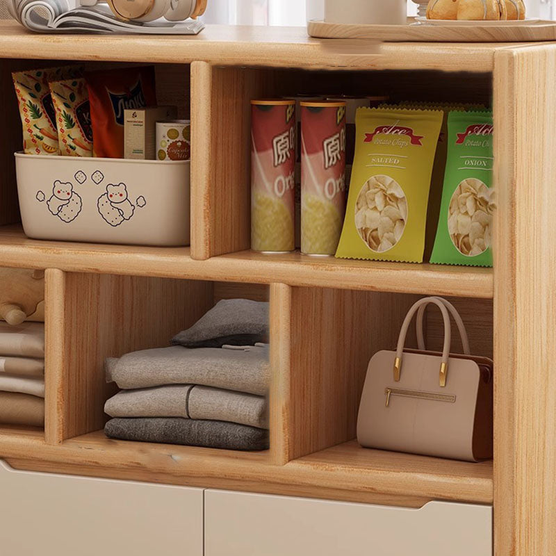 Modern Minimalist Solid Wood Eco Board Rectangular Storage Cabinet With 3 Cabinets For Living Room & Office