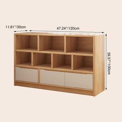 Modern Minimalist Solid Wood Eco Board Rectangular Storage Cabinet With 3 Cabinets For Living Room & Office