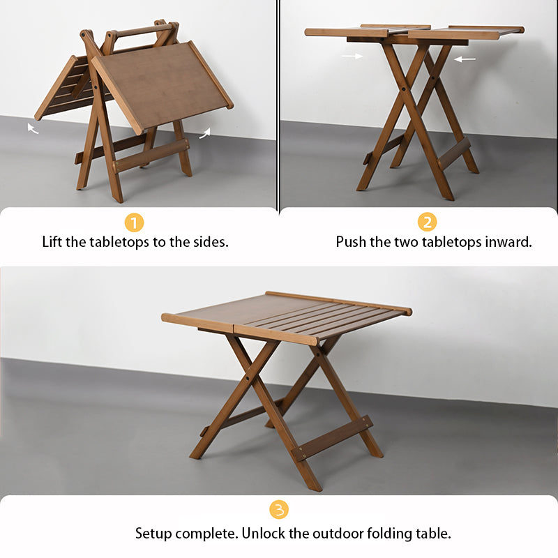 Modern Minimalist Bamboo Rectangular Coffee Table Folding Outdoor Patio & Camping Use