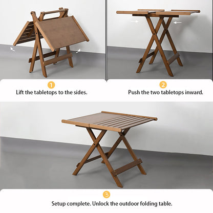 Modern Minimalist Bamboo Rectangular Coffee Table Folding Outdoor Patio & Camping Use