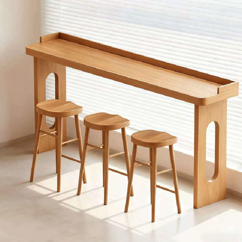 Modern Minimalist Solid Wood Rectangular Bar Table For Dining Room & Cafe