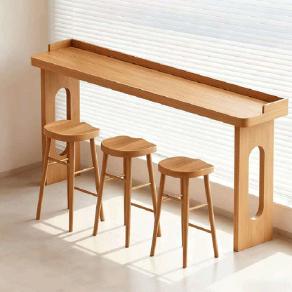 Modern Minimalist Solid Wood Rectangular Bar Table For Dining Room & Cafe