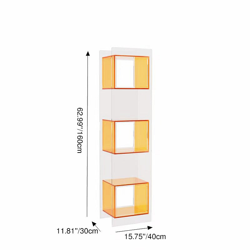 Modern Minimalist Acrylic Rectangular Storage Shelf - 5 Tiers Open Display Bookcase For Living Room & Home Office