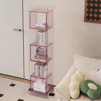 Modern Minimalist Acrylic Rectangular Storage Shelf - 5 Tiers Open Display Bookcase For Living Room & Home Office