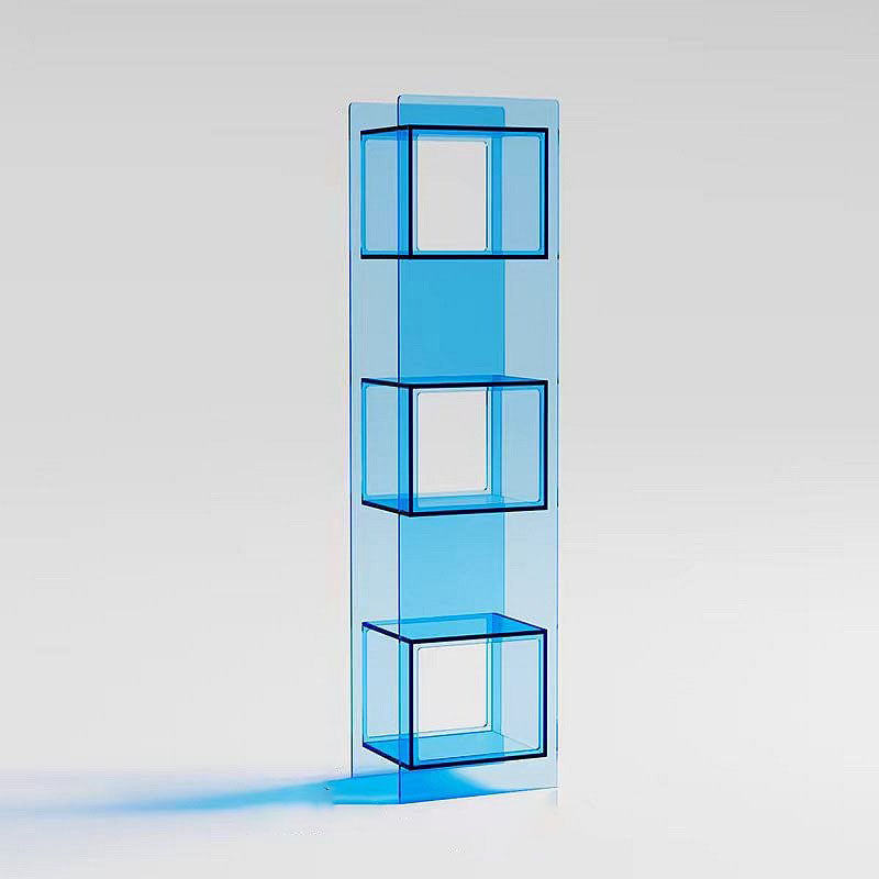 Modern Minimalist Acrylic Rectangular Storage Shelf - 5 Tiers Open Display Bookcase For Living Room & Home Office