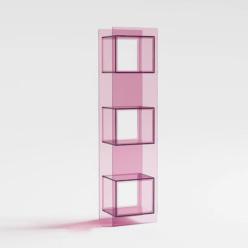 Modern Minimalist Acrylic Rectangular Storage Shelf - 5 Tiers Open Display Bookcase For Living Room & Home Office