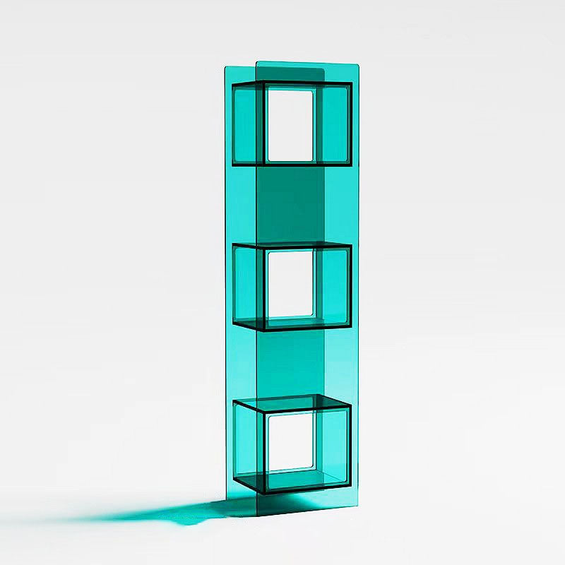 Modern Minimalist Acrylic Rectangular Storage Shelf - 5 Tiers Open Display Bookcase For Living Room & Home Office