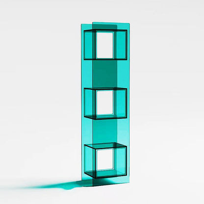 Modern Minimalist Acrylic Rectangular Storage Shelf - 5 Tiers Open Display Bookcase For Living Room & Home Office