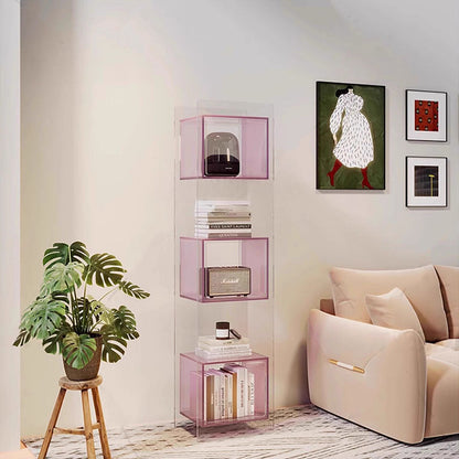 Modern Minimalist Acrylic Rectangular Storage Shelf - 5 Tiers Open Display Bookcase For Living Room & Home Office