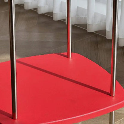 Modern Eclectic Square Rounded-Edge MDF Carbon Steel Rolling Side Table 2-Tier For Living Room