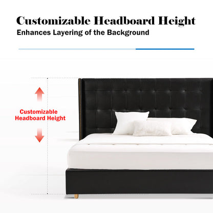 Sustainable Microfiber Leather Curved Canopy Bed Frame - French Design Detachable Fabric Cover Customizable And Elegant For Your Bedroom