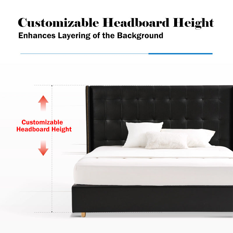 Elegant Pearl Microfiber Leather Upholstered Headboard Bed Frame - Luxury Refined Smooth Edges Bed For Your Bedroom