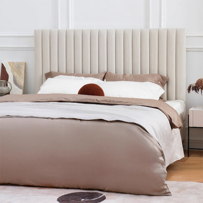 White Vertical Channel Tufted Headboard Bed Frame - French-Style Soft Upholstery & Clean Edge Bed For Your Bedroom