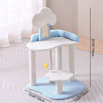 Contemporary Creative Round Medium-Density Fiberboard Velvet Fabric Hemp Rope 1-Condo 2/3-Perch Cat Tree For Living Room