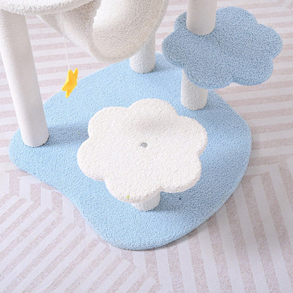 Contemporary Creative Round Medium-Density Fiberboard Velvet Fabric Hemp Rope 1-Condo 2/3-Perch Cat Tree For Living Room