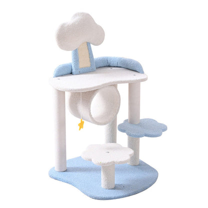 Contemporary Creative Round Medium-Density Fiberboard Velvet Fabric Hemp Rope 1-Condo 2/3-Perch Cat Tree For Living Room