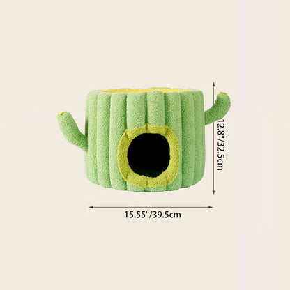 Contemporary Creative Round Velvet Fabric Hemp Rope 1-Condo Cat Bed For Bedroom
