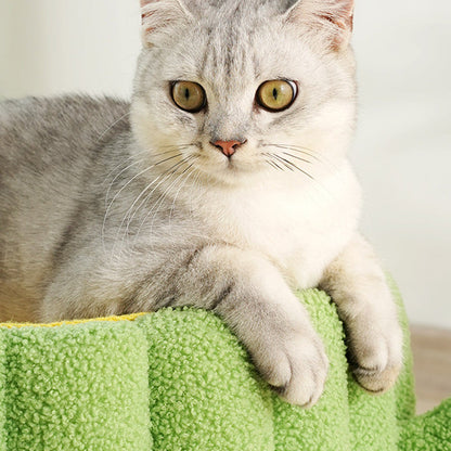 Contemporary Creative Round Velvet Fabric Hemp Rope 1-Condo Cat Bed For Bedroom
