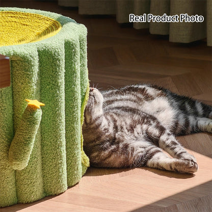 Contemporary Creative Round Velvet Fabric Hemp Rope 1-Condo Cat Bed For Bedroom