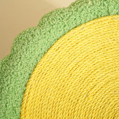 Contemporary Creative Round Velvet Fabric Hemp Rope 1-Condo Cat Bed For Bedroom