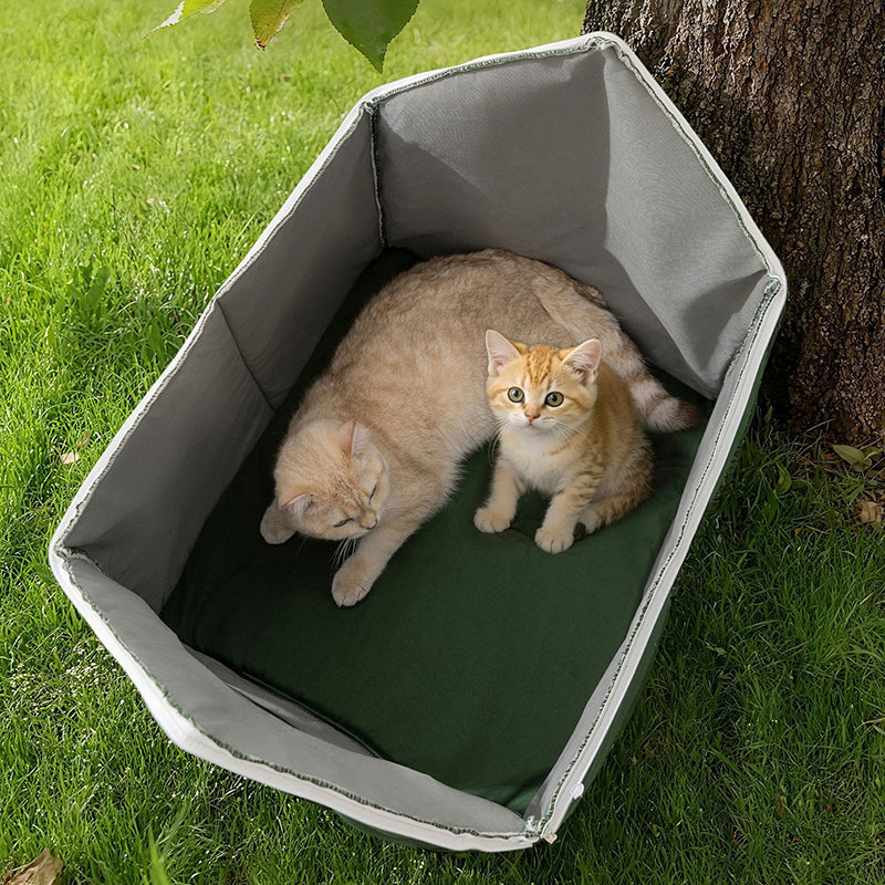 Contemporary Creative House-Shaped Oxford Fabric Non-Woven Fabric Anti-Slip Dotted Fabric PE Outdoor Waterproof Cat Bed Dog Bed With Door Curtain For Garden