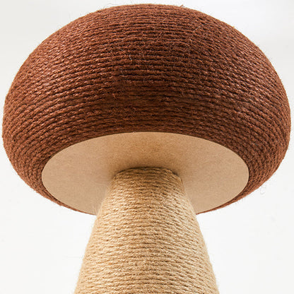 Contemporary Creative Mushroom-Shaped Cylindrical Medium Density Fiberboard Velvet Sisal Cat Scratching Post For Bedroom