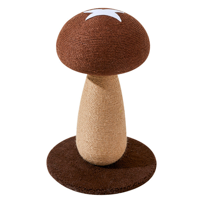 Contemporary Creative Mushroom-Shaped Cylindrical Medium Density Fiberboard Velvet Sisal Cat Scratching Post For Bedroom