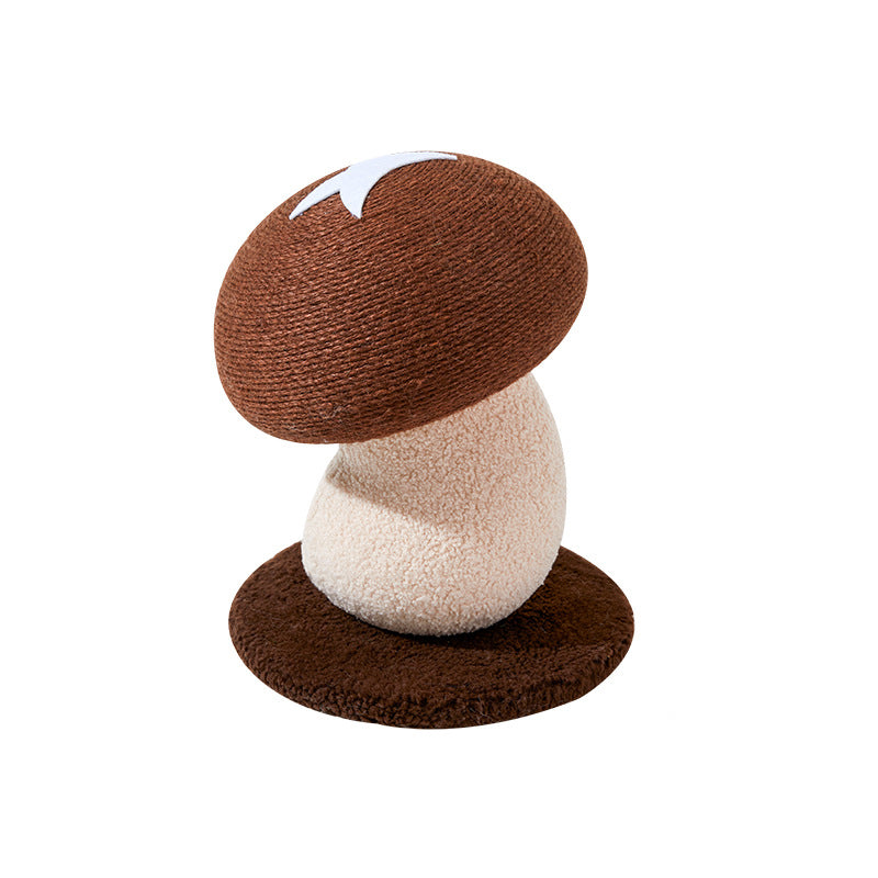Contemporary Creative Mushroom-Shaped Cylindrical Medium Density Fiberboard Velvet Sisal Cat Scratching Post For Bedroom