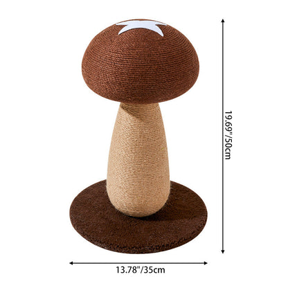 Contemporary Creative Mushroom-Shaped Cylindrical Medium Density Fiberboard Velvet Sisal Cat Scratching Post For Bedroom