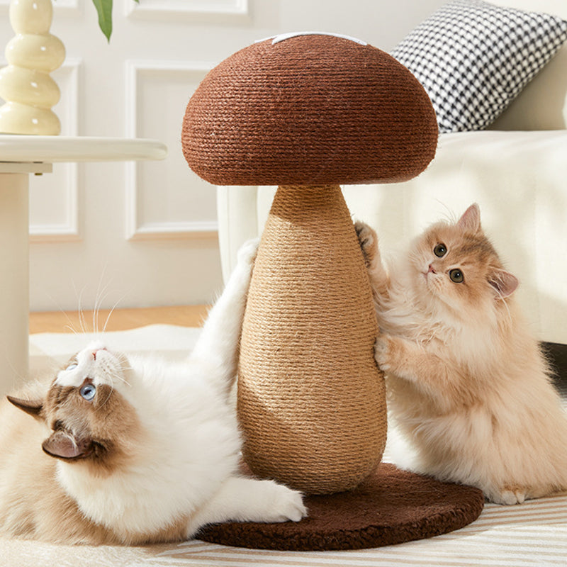 Contemporary Creative Mushroom-Shaped Cylindrical Medium Density Fiberboard Velvet Sisal Cat Scratching Post For Bedroom
