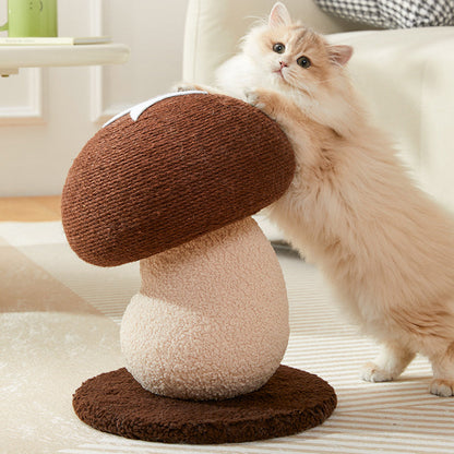 Contemporary Creative Mushroom-Shaped Cylindrical Medium Density Fiberboard Velvet Sisal Cat Scratching Post For Bedroom