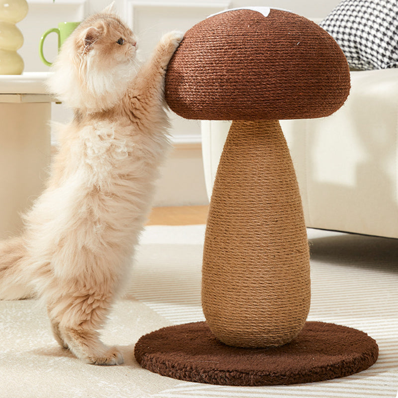Contemporary Creative Mushroom-Shaped Cylindrical Medium Density Fiberboard Velvet Sisal Cat Scratching Post For Bedroom