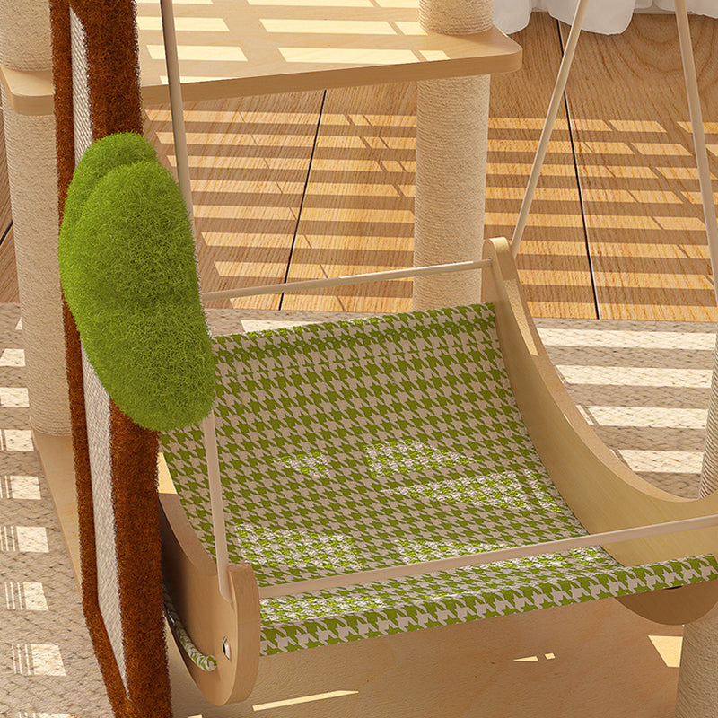 Contemporary Creative Treehouse Design Medium Density Fiberboard Sisal Kraft Paper Velvet Plastic Cotton-Linen Cat Tree & Condo 1-Hammock 1-Scratching Post For Living Room