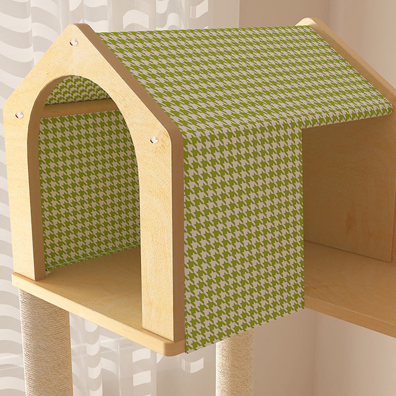 Contemporary Creative Treehouse Design Medium Density Fiberboard Sisal Kraft Paper Velvet Plastic Cotton-Linen Cat Tree & Condo 1-Hammock 1-Scratching Post For Living Room