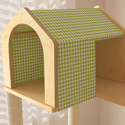 Contemporary Creative Treehouse Design Medium Density Fiberboard Sisal Kraft Paper Velvet Plastic Cotton-Linen Cat Tree & Condo 1-Hammock 1-Scratching Post For Living Room