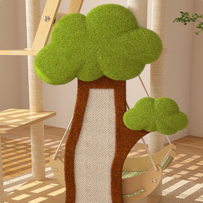 Contemporary Creative Treehouse Design Medium Density Fiberboard Sisal Kraft Paper Velvet Plastic Cotton-Linen Cat Tree & Condo 1-Hammock 1-Scratching Post For Living Room