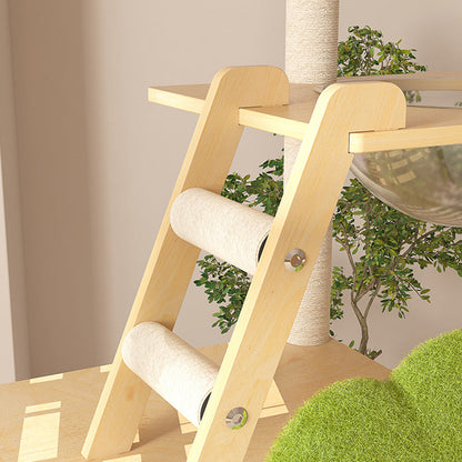 Contemporary Creative Treehouse Design Medium Density Fiberboard Sisal Kraft Paper Velvet Plastic Cotton-Linen Cat Tree & Condo 1-Hammock 1-Scratching Post For Living Room