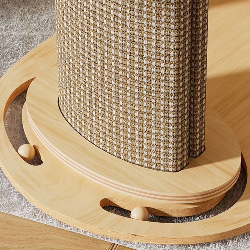 Modern Minimalist Rectangular Trapezoidal Cotton-Linen Medium Density Fiberboard Fabric Cat Tree & Condo 1-Perch 2-Scratching Post For Living Room