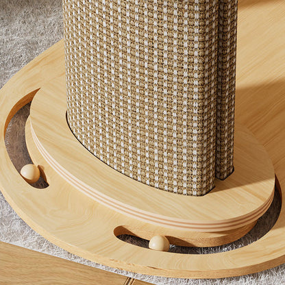 Modern Minimalist Rectangular Trapezoidal Cotton-Linen Medium Density Fiberboard Fabric Cat Tree & Condo 1-Perch 2-Scratching Post For Living Room
