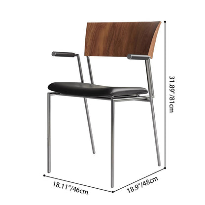 Traditional Vintage Square Microfiber Leather Plywood Stainless Steel Dining Chair For Dining Room