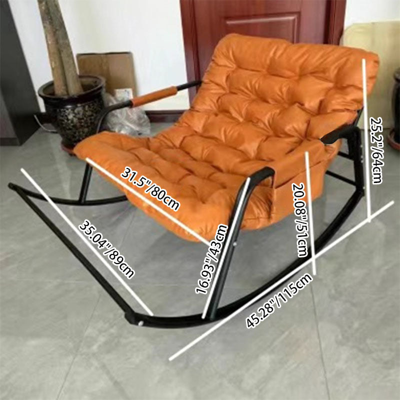 Modern Minimalist Rectangular Synthetic Fabric Carbon Steel Rocking Chair Backrest Armrest For Living Room