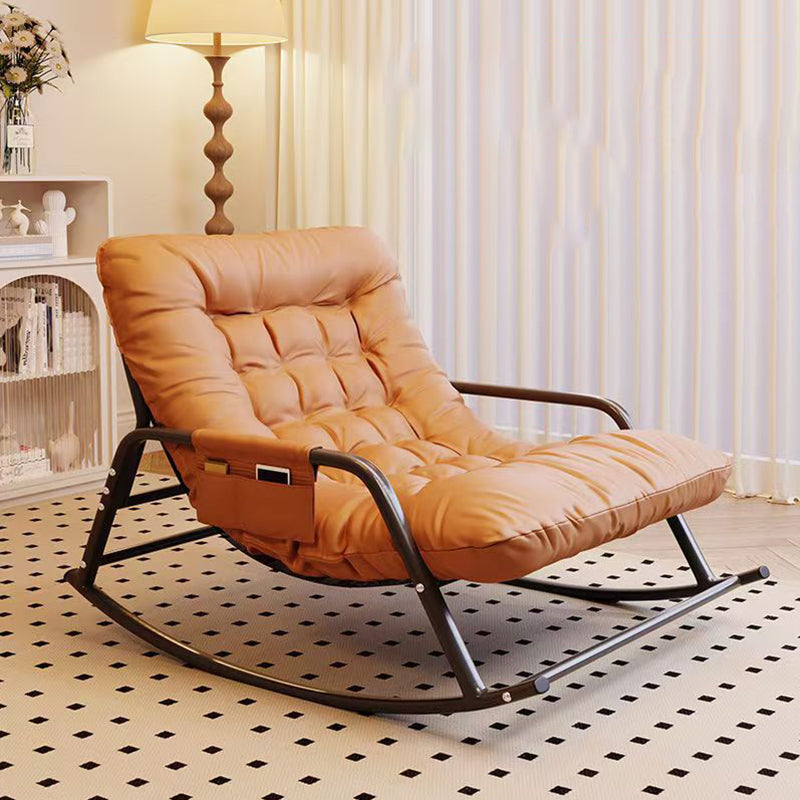 Modern Minimalist Rectangular Synthetic Fabric Carbon Steel Rocking Chair Backrest Armrest For Living Room
