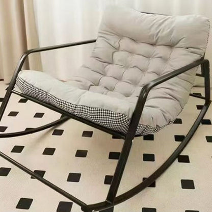 Modern Minimalist Rectangular Synthetic Fabric Carbon Steel Rocking Chair Backrest Armrest For Living Room