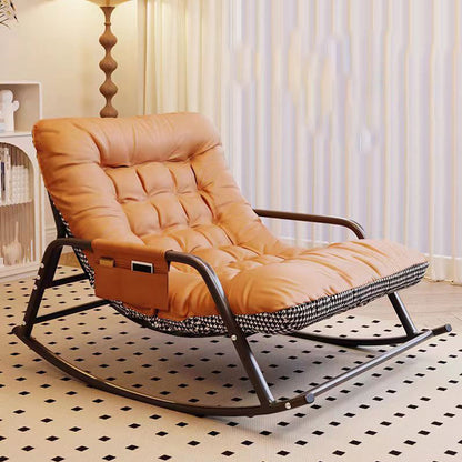 Modern Minimalist Rectangular Synthetic Fabric Carbon Steel Rocking Chair Backrest Armrest For Living Room