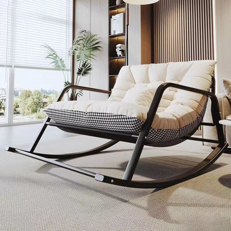 Modern Minimalist Rectangular Synthetic Fabric Carbon Steel Rocking Chair Backrest Armrest For Living Room