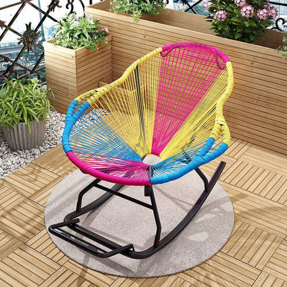 Contemporary Creative PE Rattan Steel Nest-Shaped Rocking Chair Armrest Backrest For Living Room